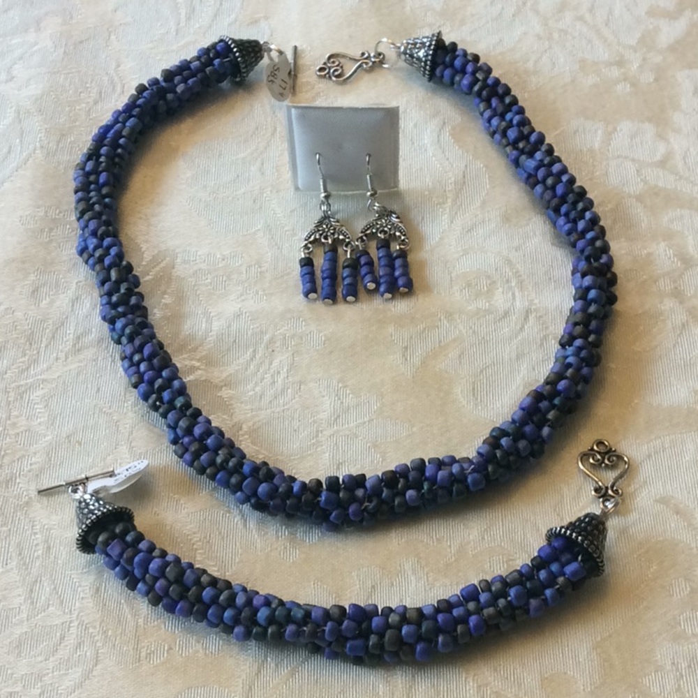 FINAL SALE PRICE OOAK Handmade Blue/Gray Jewelry Set